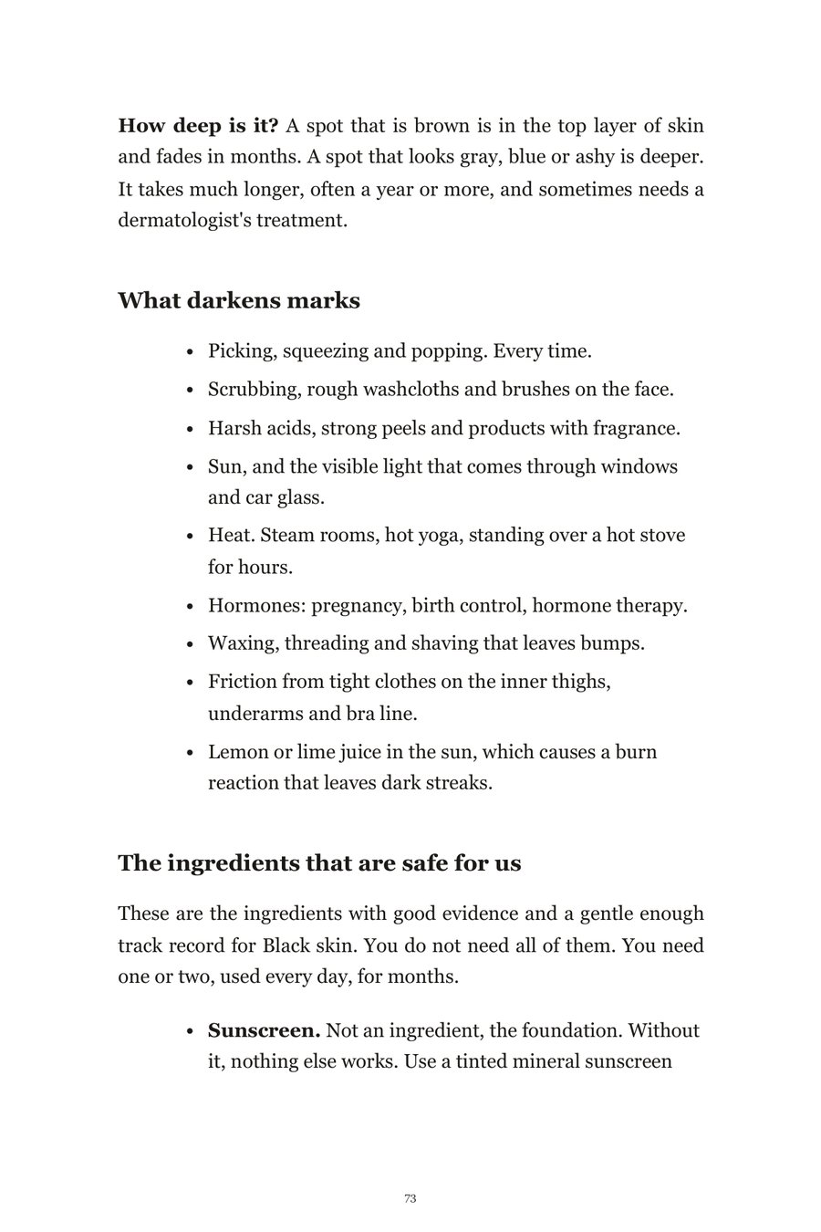 Book page: what darkens marks and the ingredients that are safe for Black skin
